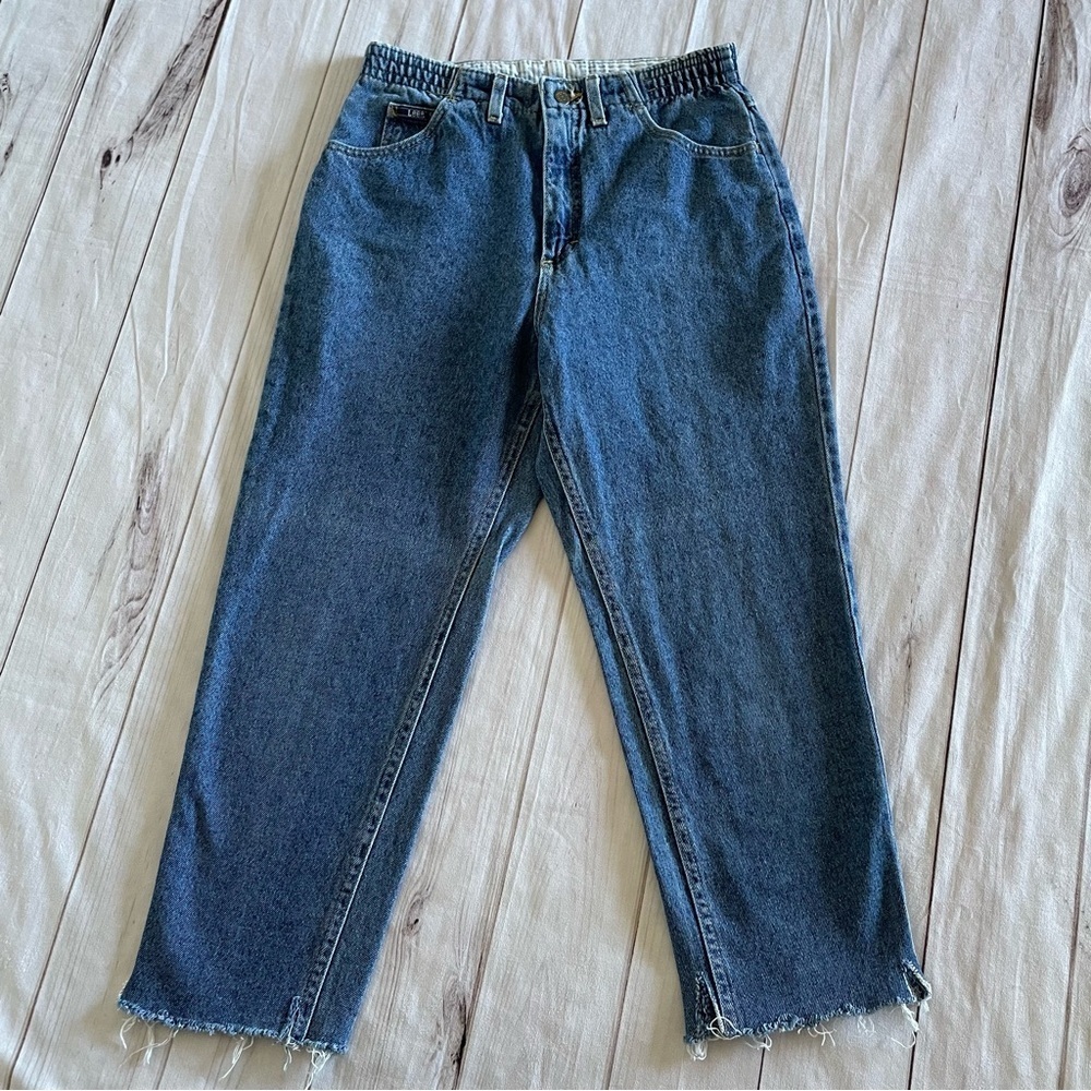 Vintage Lee Jeans Womens 8 Petite Blue High Rise Y2K Made In USA Straight Denim